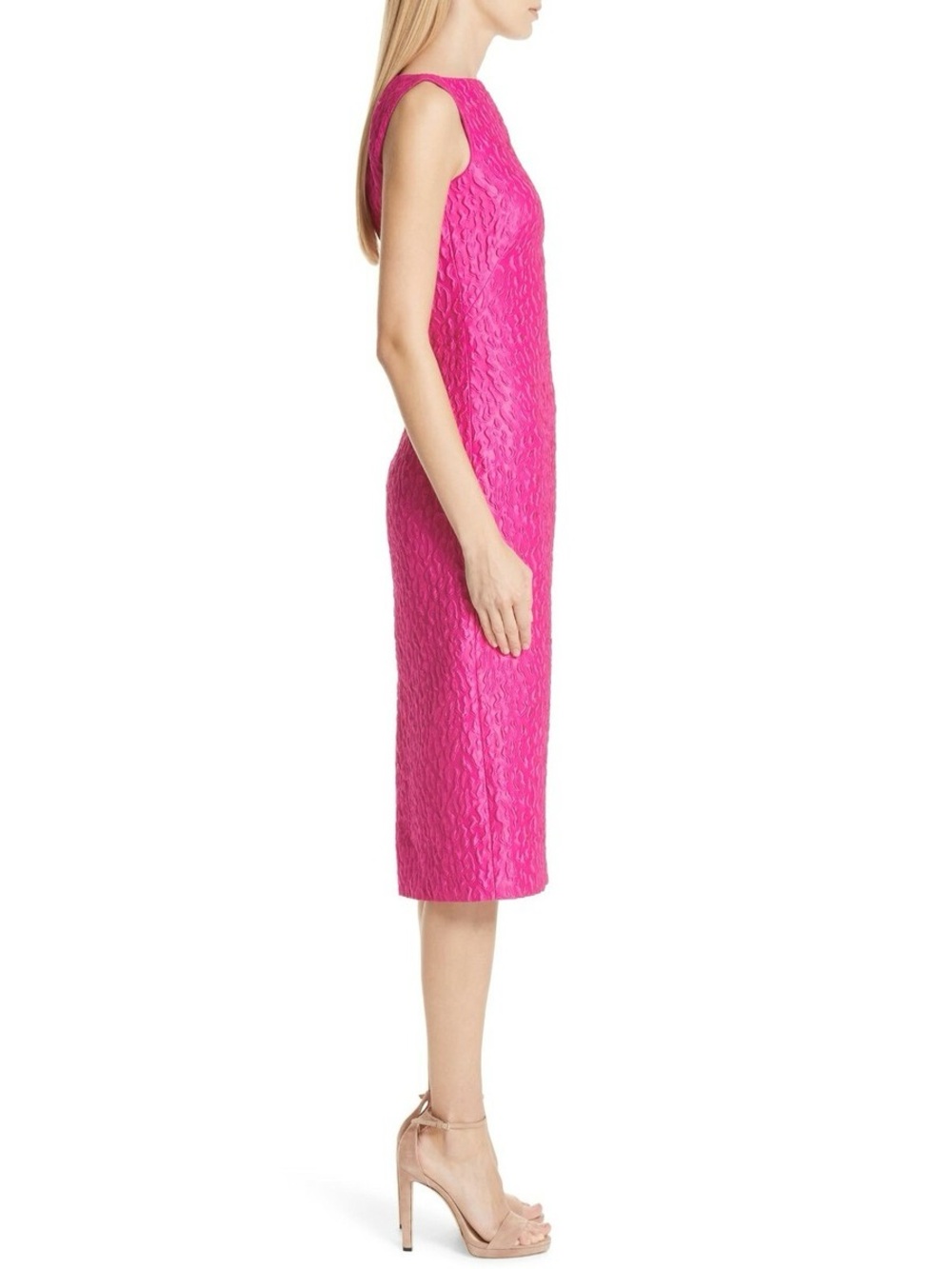 Brandon Maxwell Fuchsia Textured Strapless Midi Dress - Picture 5 of 7